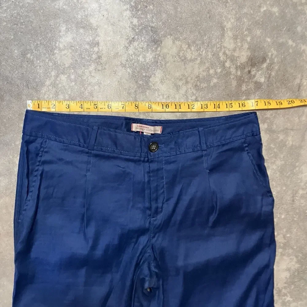 Banana Republic Heritage Pants‎ Womens 10 Basic Blue Linen Blend Single Pleated